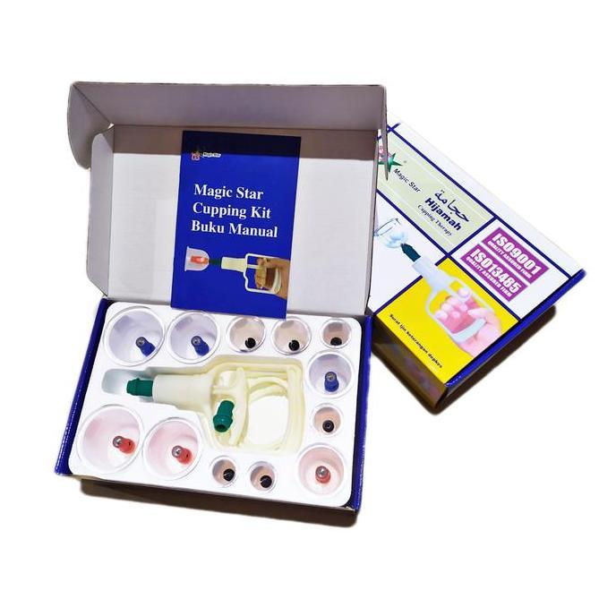 BERKUALITAS - WS1 Alat Bekam Kop Angin magic Star 12 cup Lengkap Selang Dan Magnetik Tubuh Bahan Akr