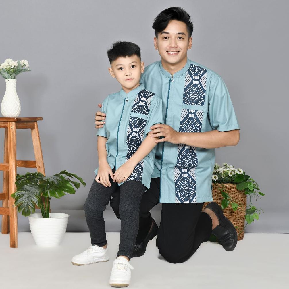 Adhipa Koko Couple Bilal Batik Series Warna Biru/Hijau Wardah Ready Stock