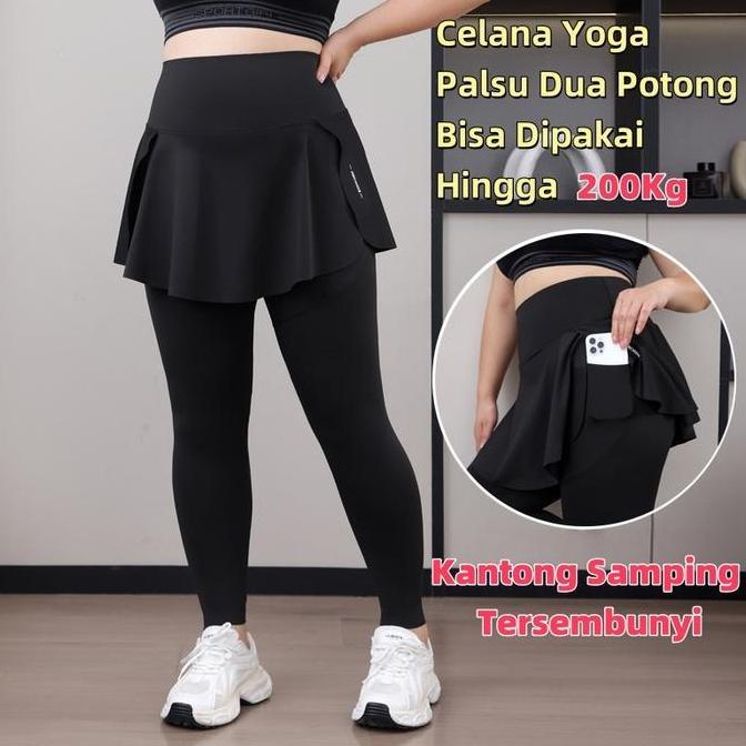 Fitto- Hotshow Abu-Abu Legging Rok Wanita Jumbo Celana Yoga & Senam Zumba Ukuran Besar Nyaman Stylis