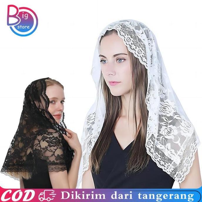 Kunura- Mantila Kerudung Katolik Mantila Katholik Mantilla Katolik Kerudung Misa Mantilla Kerudung K