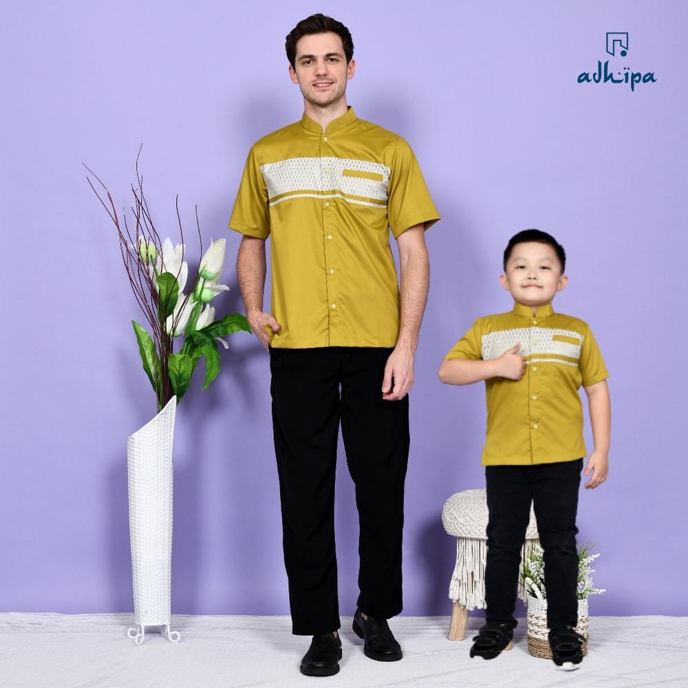 Koko Couple Ayah Dan Anak Warna Hijau Lime Lemon Songket Ready Stock