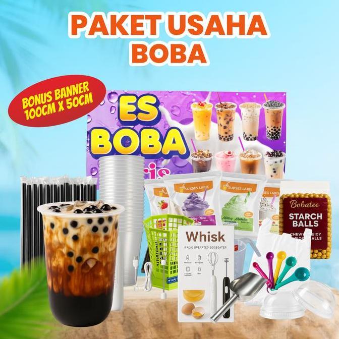 Terlaris Boba Paket Usaha Lengkap Kekinian | Boba + Peralatan Jualan X-Banner | Bubuk Minuman Boba 1
