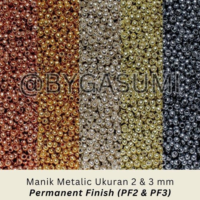(Pf) Manik Emas Metalic Permanent Finished Lapisan Tahan Lama Seragam 2 Mm (11/0) 3 Mm (8/0) Gold Co