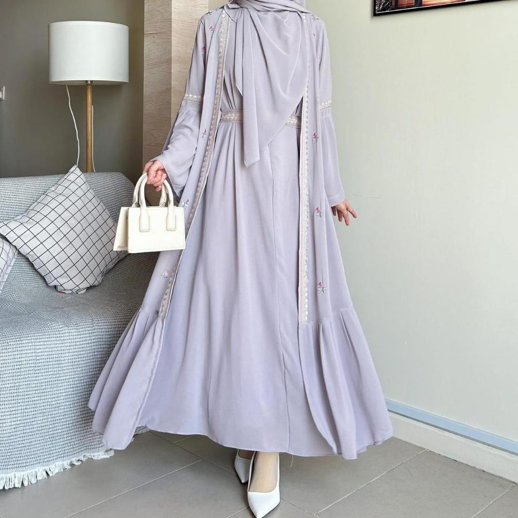 Abaya Hitam Mewah Elegan Nazhira Abaya Set Outer Ramadhan 2026