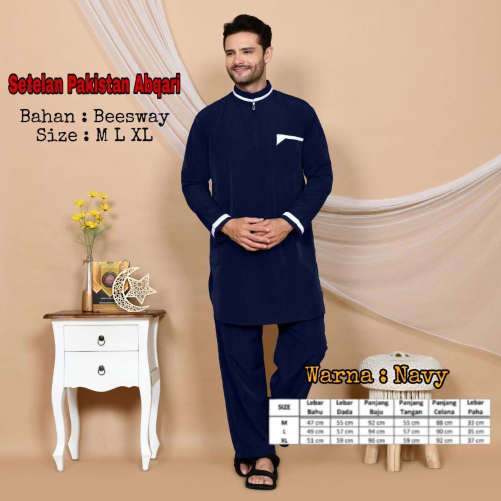 Setelan Pakistan Abqari  - Baju Koko Muslim Setelan Pakistan Dewasa - Koko Pakistan Dewasa Spesial R