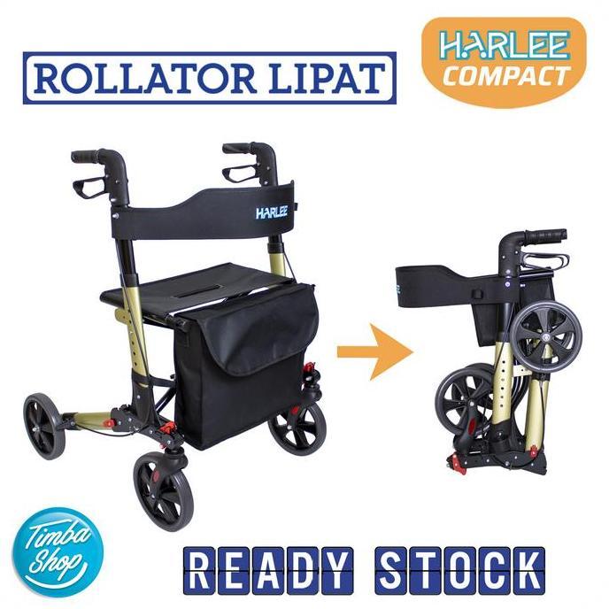 Harlee Compact Rollator - Alat bantu jalan - Walker beroda roda 4