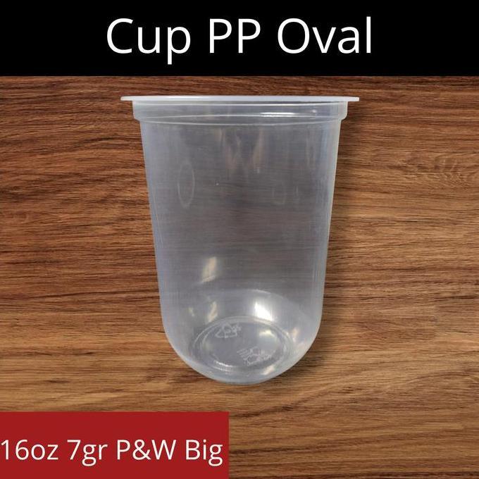 Terlaris Gelas Cup Plastik Bahan Pp Model Oval 16Oz 7Gr / 16Oz 8Gr / 16Oz 8,5Gr / 16Oz 9Gr | Sablon 