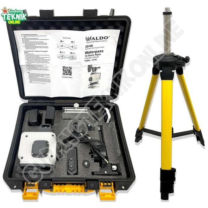 TREBA Waterpass Laser 16 Line CORDLESS ALDO 1716 STAND TRIPOD / Waterpas Garis Laser BATERAI Levelin