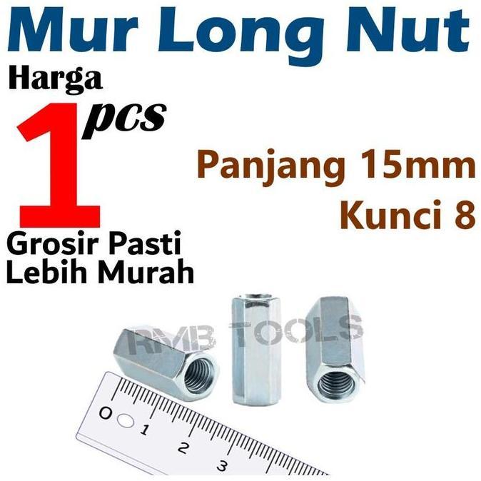 M5x15xK8 Mur Long Nut Putih Galvanis M5 Panjang 15mm Kunci 8 Murah Online original