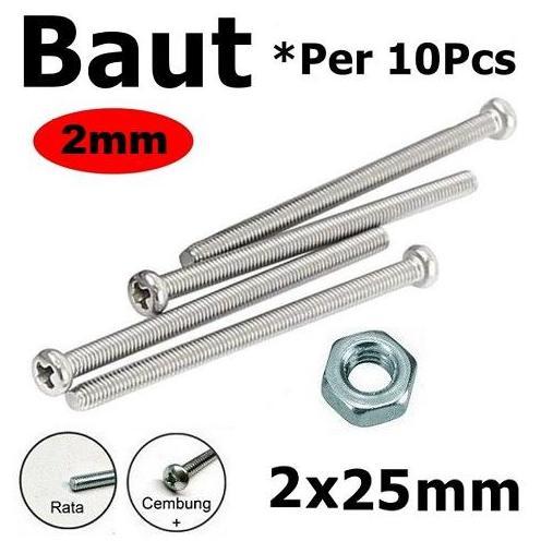 X10 SET BAUT MUR M2 X 25 ( 2X25MM) BAUT TAMIYA UKURAN M2X25MM 2MM NS614 NS711 NS712 ISI 10SET