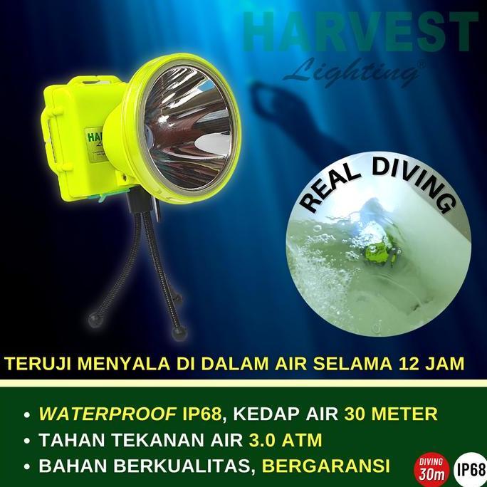 175W Headlamp Professional Diving Ip68 Harvest Led Senter Kepala Selam