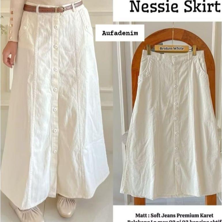Termurah / Hot Sale Rok Coklat,Rok Putih,Rok Hits Panjang,Nessie Skirt, Rok  Panjang Jins, Rok Cewek