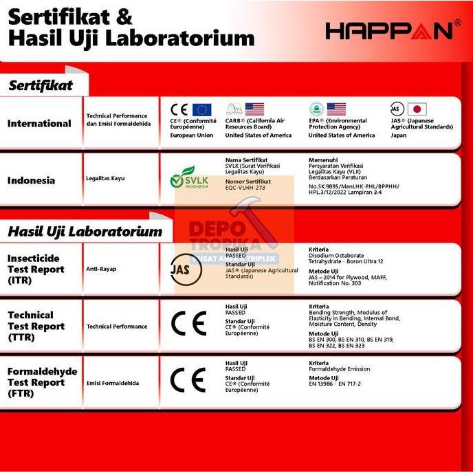 Antimateri- Happan - Plywood | Triplek Terpopuler Di Indonesia Permukaan Rata & Halus, Core Padat & 
