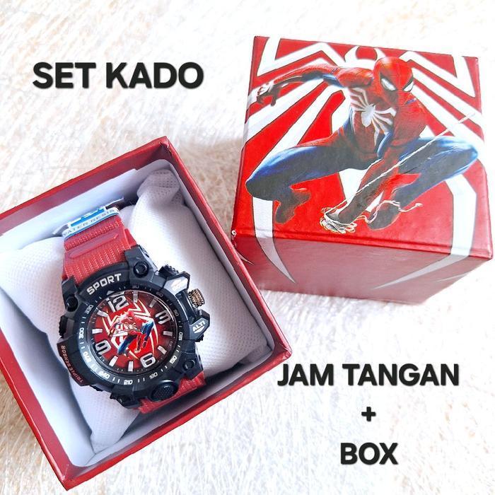 Bisa Cod - Set Kado Jam Tangan Sport + Box Anak Cowok Karakter Untuk Hadiah