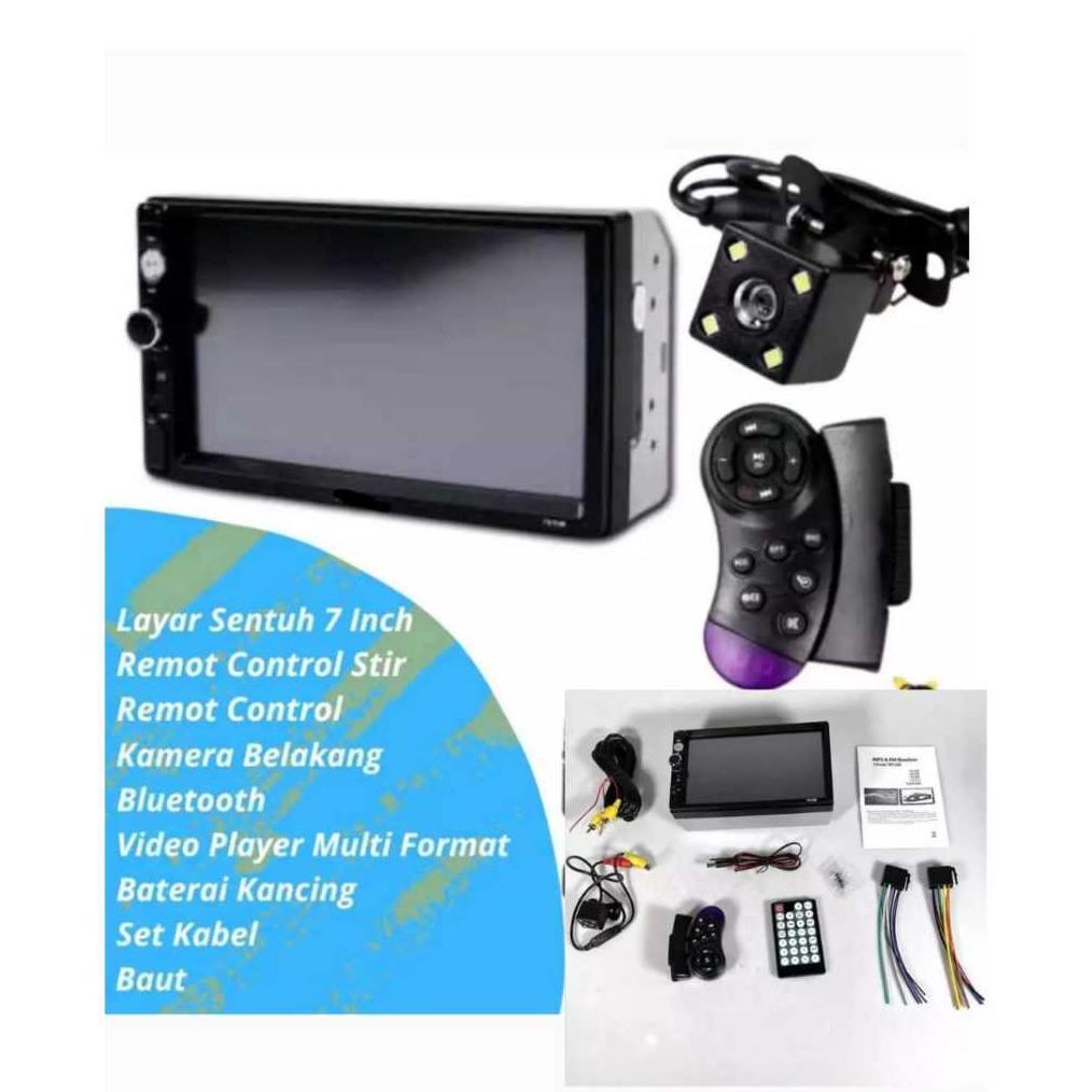 Double Din Tape Audio Mobil Media Player Mp5 Bluetooth 7" Layar Sentuh Fm Radio Remot Efek Suara