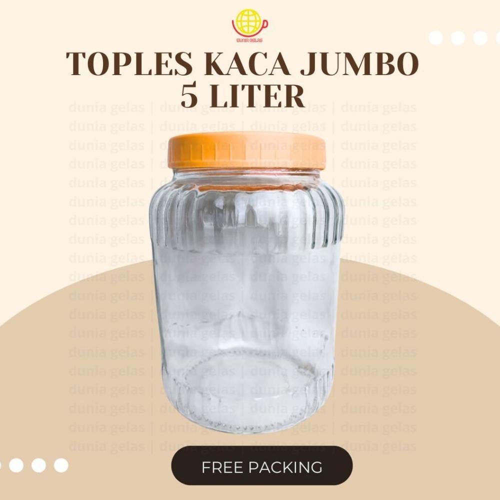 TOPLES KACA JUMBO 5 LITER/TOPLES KERUPUK/TOPLES BESAR/TOPLES LEBARAN/PARCEL LEBARAN/TOPLES KOPI KILO
