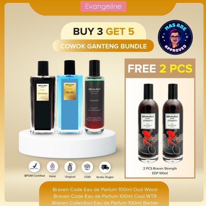 Profumo- Cogan Buy 3 Get 5Cowok Ganteng Bundle | Braven Eau De Parfum 100Ml - Cool Wtr - Barber - Ou