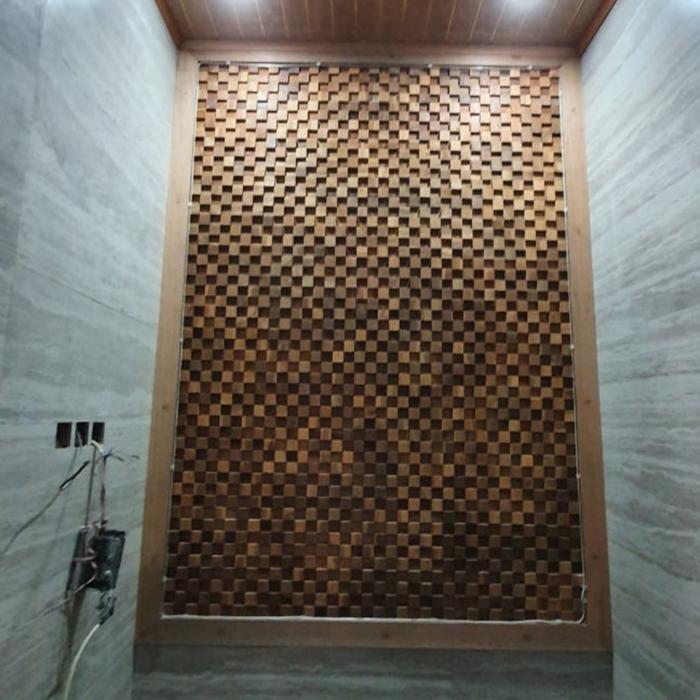 wall panel cube dinding kayu jati