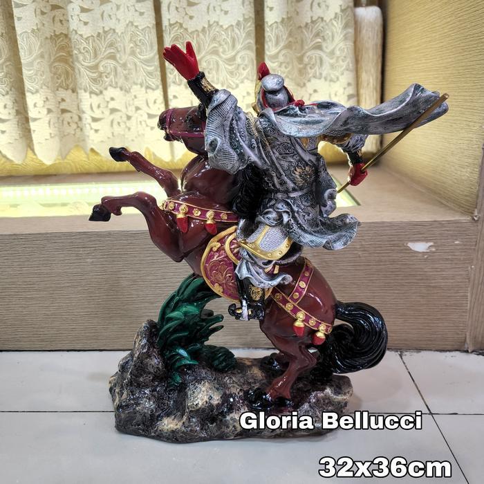 patung kwan kong kuda besar pajangan guan yu kwankong guanyu kuda