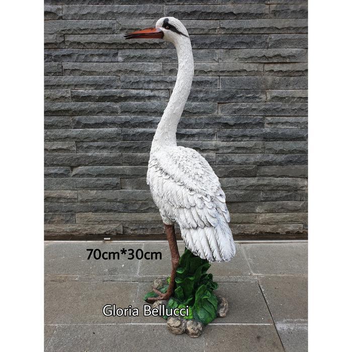 patung pajangan burung bangau flamingo jumbo taman kolam