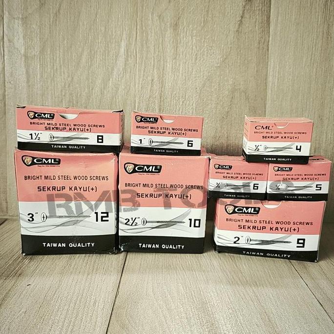 Sekrup Skrup Kayu CML Berbagai Ukuran Lengkap Harga 1 Box - Wood Screw CML terlaris