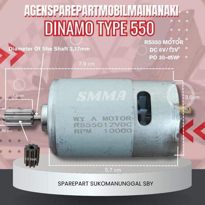 Dinamo Type 550 (Besar) Dinamo 12Volt Buat Mobil Motor Mainan Aki