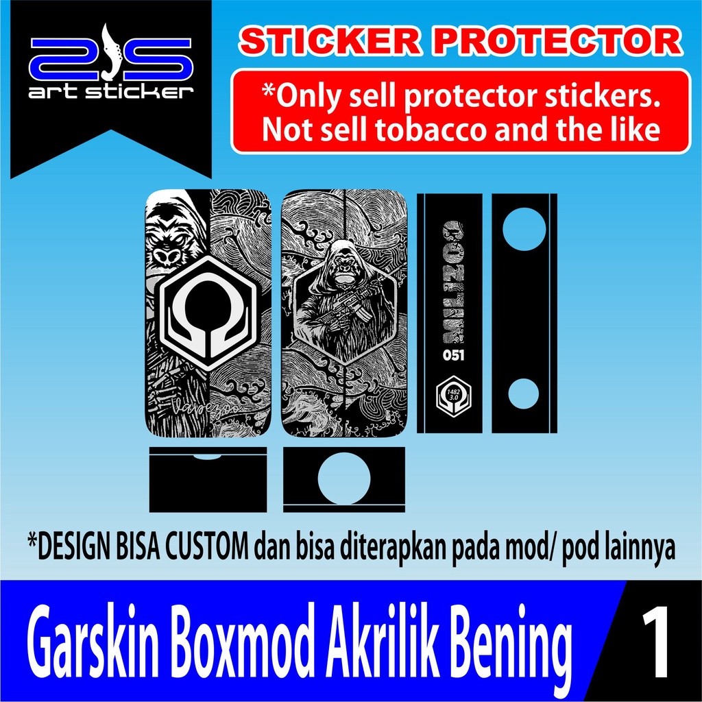 Promo 2Pcs Skin Sticker Garskin Boxmod Akrilik Bening Garskin Case Stiker Protector Free Custom COD