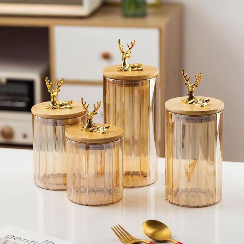 Unik [Me] Toples Kue Kaca / Toples Lebaran / Jar Toples / Candy Jar Rusa