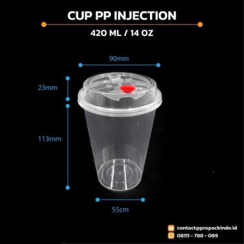 Cup Pp Injection 14 Oz (400Ml) + Lid @25Pcs