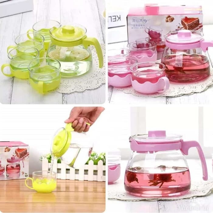 Termurah Bisa Cod Tepot Set 5 Pcs / Teapot Set Gelas / Teko Teh / Tea Pot / Tea Pot Set / Teko Tempa