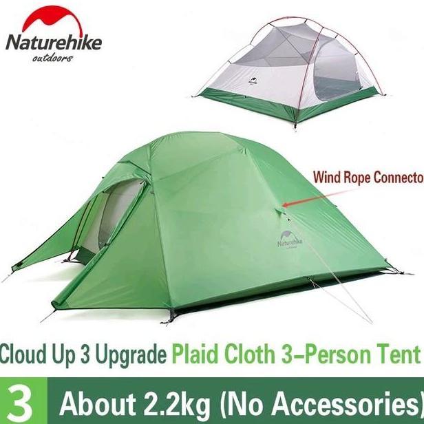 Terlaris Tenda Cloud Up 3 210T Naturehike Nh18T030-T210T (Upgrade Version)