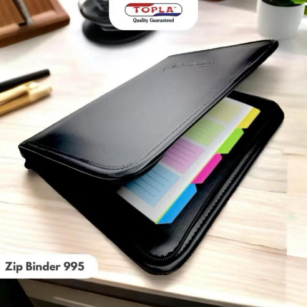 MAP BINDER KULIT A5 TOPLA + ZIPPER ZB-995 - MAP BINDER KULIT RESLETING