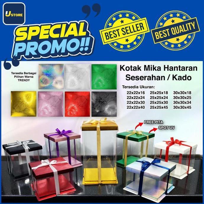 Iyakirim- Kotak Kue Kotak Kue 22X22 Tutup Warna Dus Kue Cake Box Kotak Kado Kotak Hantaran Box Mika 