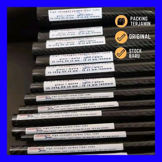 carbon fiber tube - pipa karbon fiber diameter 7mm - 50mm panjang 1m