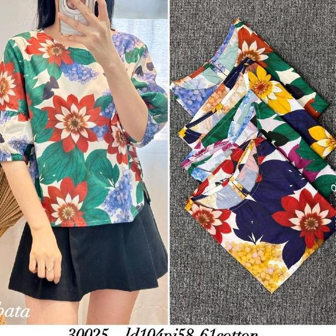 Blouse Katun Import Motif Blouse Katun Import Motif 30025 Bunga