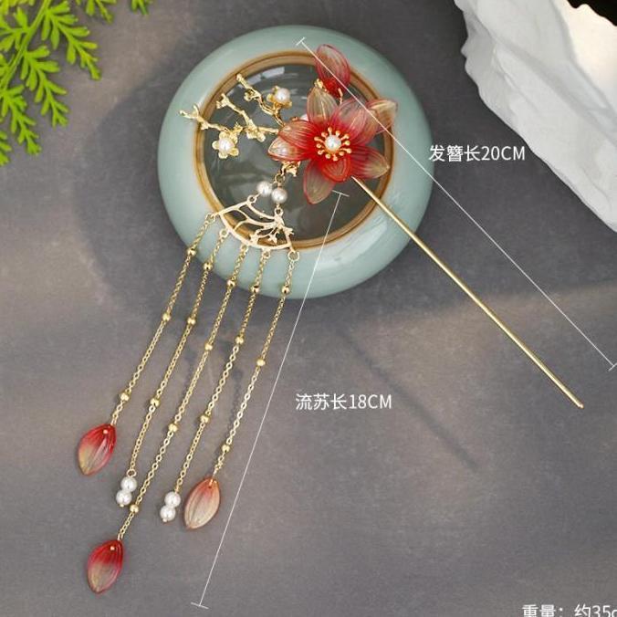 Tusuk Konde Aksesoris Rambut Sangjit Sanggul Hairpiece Pengantin Cina GS