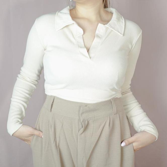 Brielle - Evelyn Brielle Evelyn Top Knit Crop Panjang Nyaman Santai