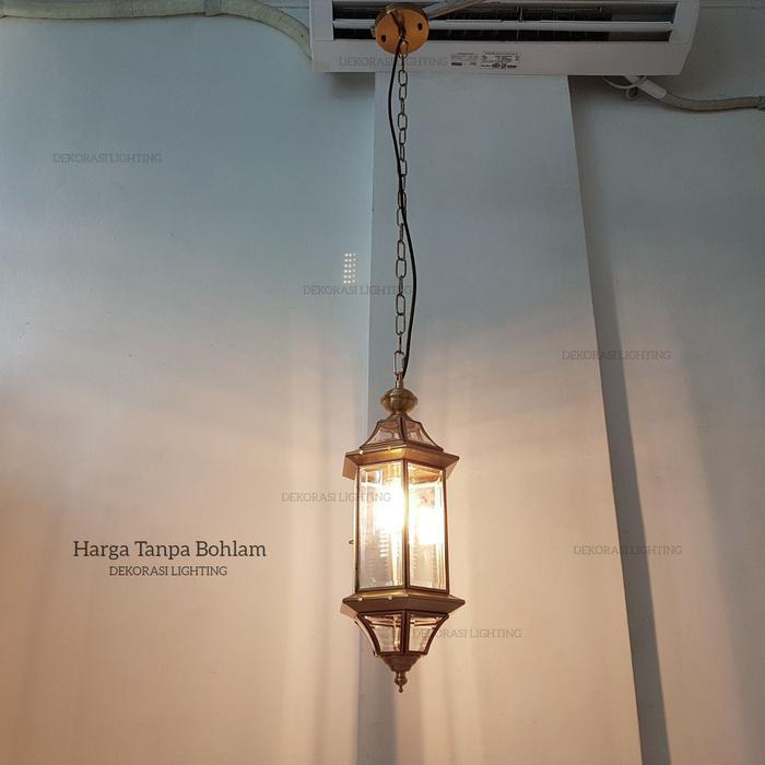 Lampu gantung gold hias kuningan klasik lampu teras ruang tamu dekor