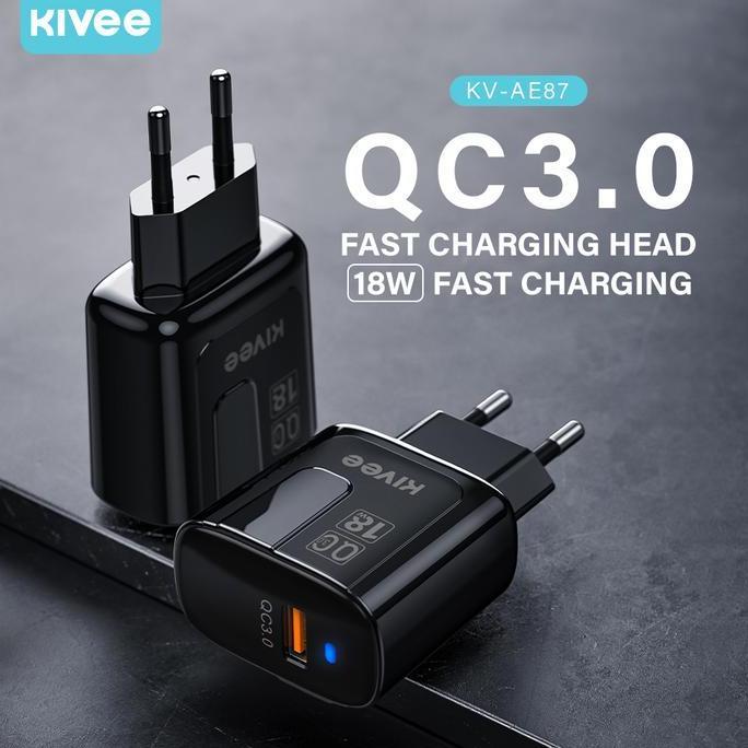 Wall charger KIVEE PD+QC3.0 18W fast charger light display 5V/3A