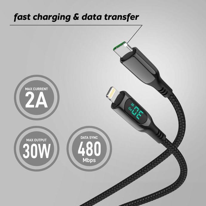 Uneed Cable Quick Charge 100W With Power Display Data Cable 1.2M UCB53
