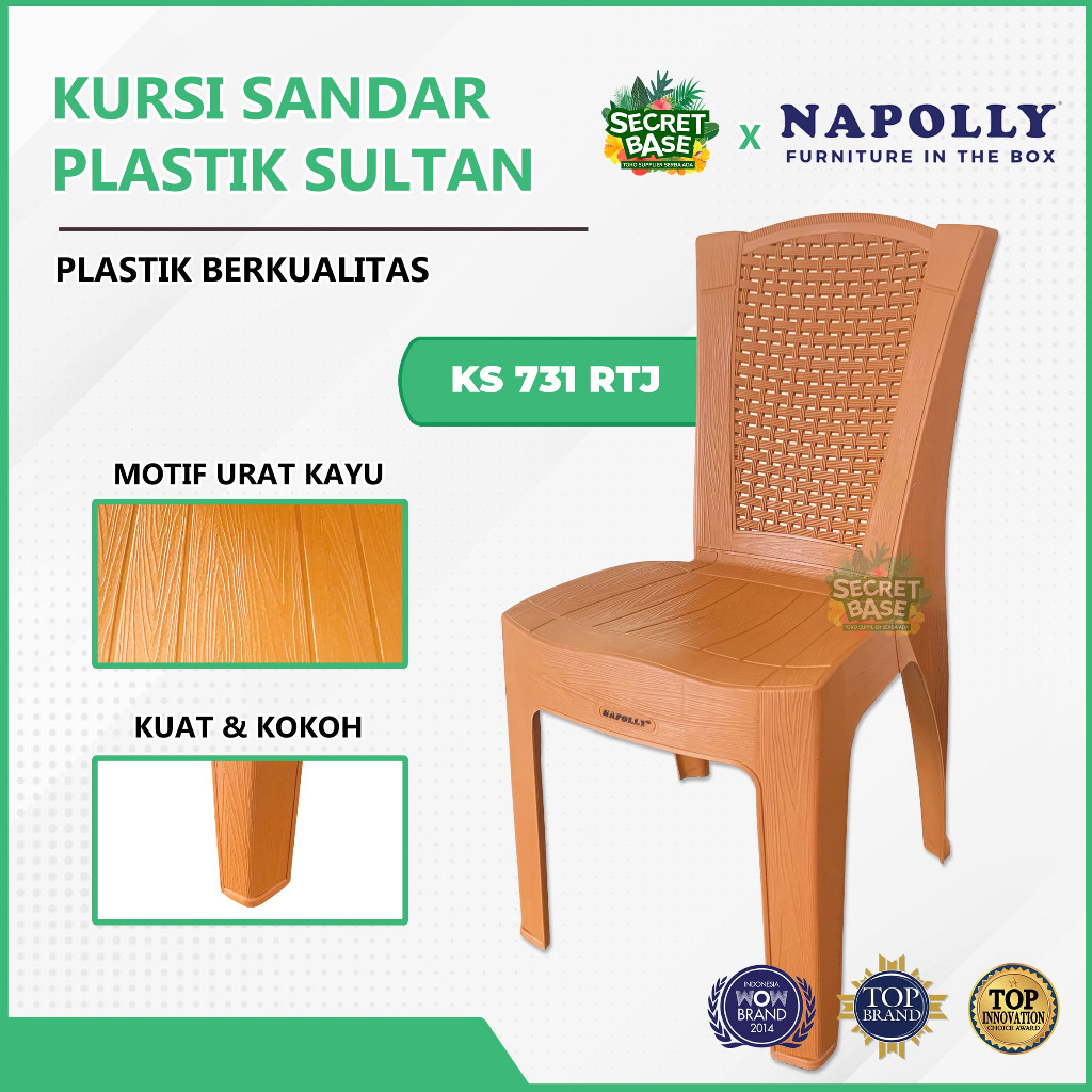 Napolly Kursi Ks 731 Rtj - Bangku Plastik / Kursi Kamar Plastik Sandaran