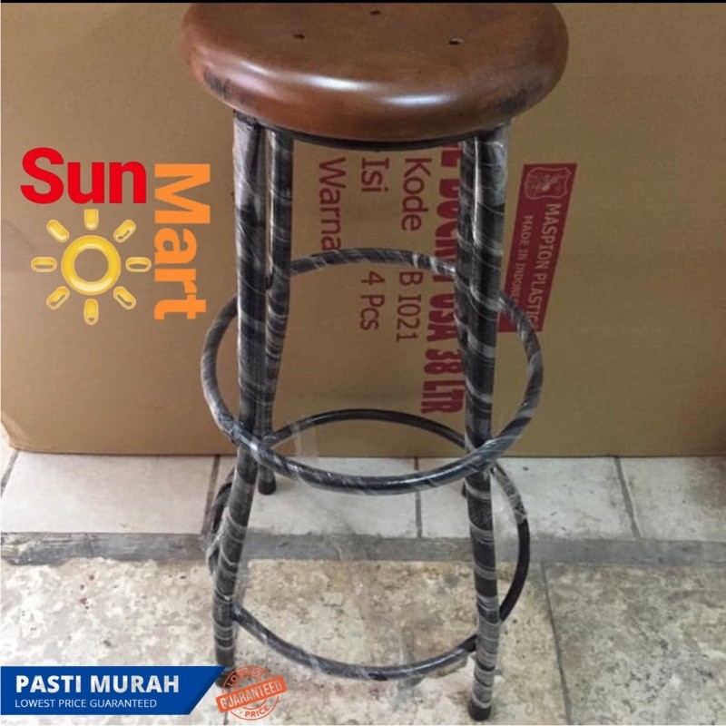 Kursi Kayu Besi Tinggi 75 Cm / Kursi Kasir Tinggi Kursi Serbaguna