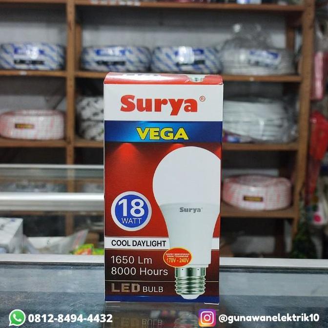 LAMPU LED BULB "SURYA VEGA" "18 WATT" "BERGARANSI 1 TAHUN"
