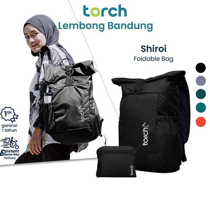 PROMO HARI INI - TORCH Shiroi Tas Ransel Lipat Pria Wanita Tahan Air 19+2 Liter