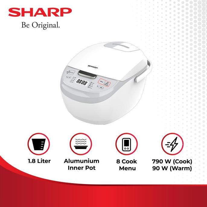 Sharp Rice Cooker Digital 1.8L Ks Ds18Wh / Ks-Ds18-Wh / Ks-Ds18 White Magic Com - 8 Auto Cook Menu -