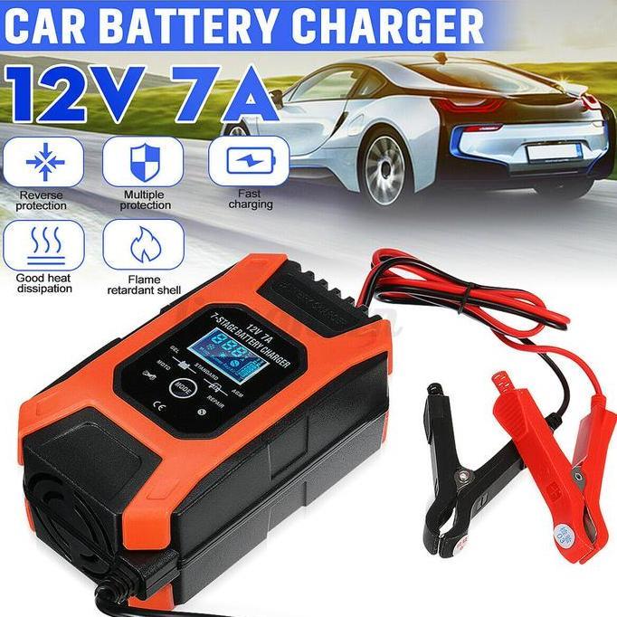 Charger Aki Mobil Motor | Cas Aki Otomatis 12V 7A 120Ah With LCD TERBAIK