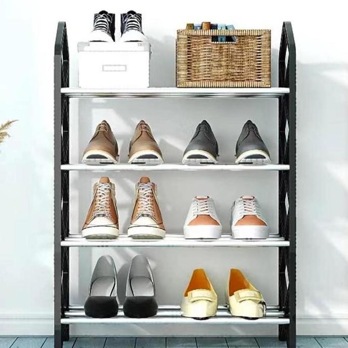Rak Sepatu Stainless Besi  Serbaguna 4 Susun / Rak  4 Susun Serbaguna Aesthetic Baru