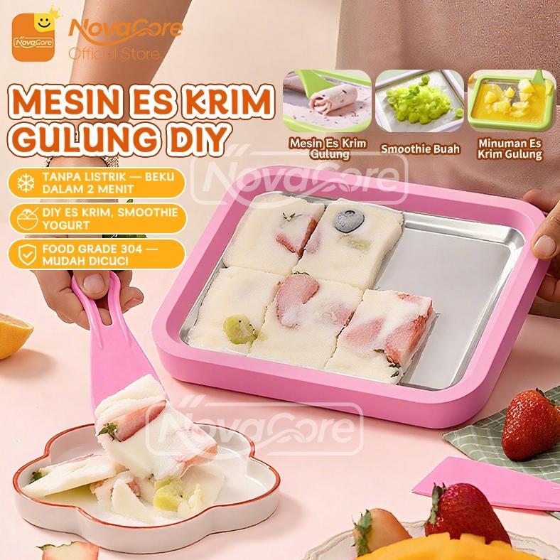 Mini Mesin Es Krim Gulung DIY Tanpa Listrik | Alat Pembuat Es Krim Yogurt Goreng | Beku Cepat 2 Meni