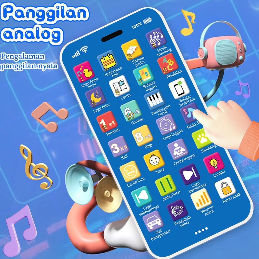 Ku09 Mainan Telepon Anak Hp Mainan Anak Anak 45 Tombol Modus Piano Interaktif Lampu Menarik & Suara 