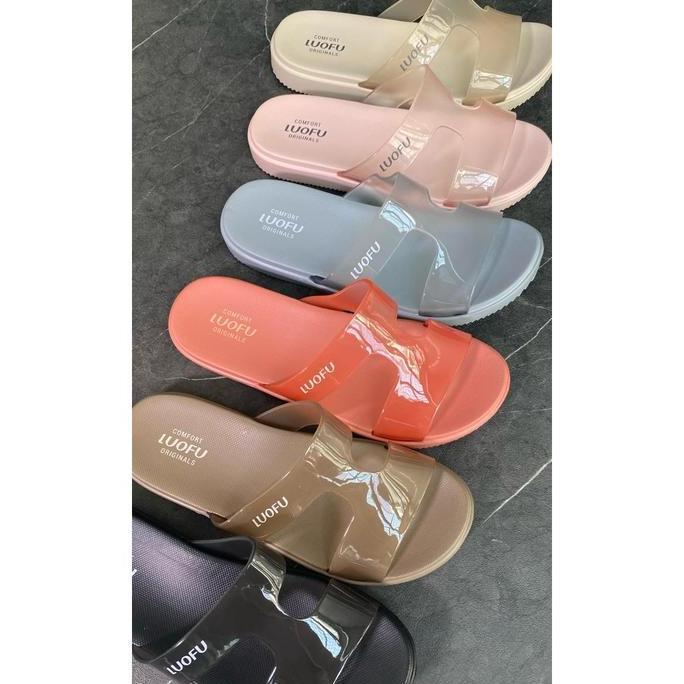 Luofu Sendal Jelly Karet Eva Kokop Transparan Wanita E7190T-B6 [G02]